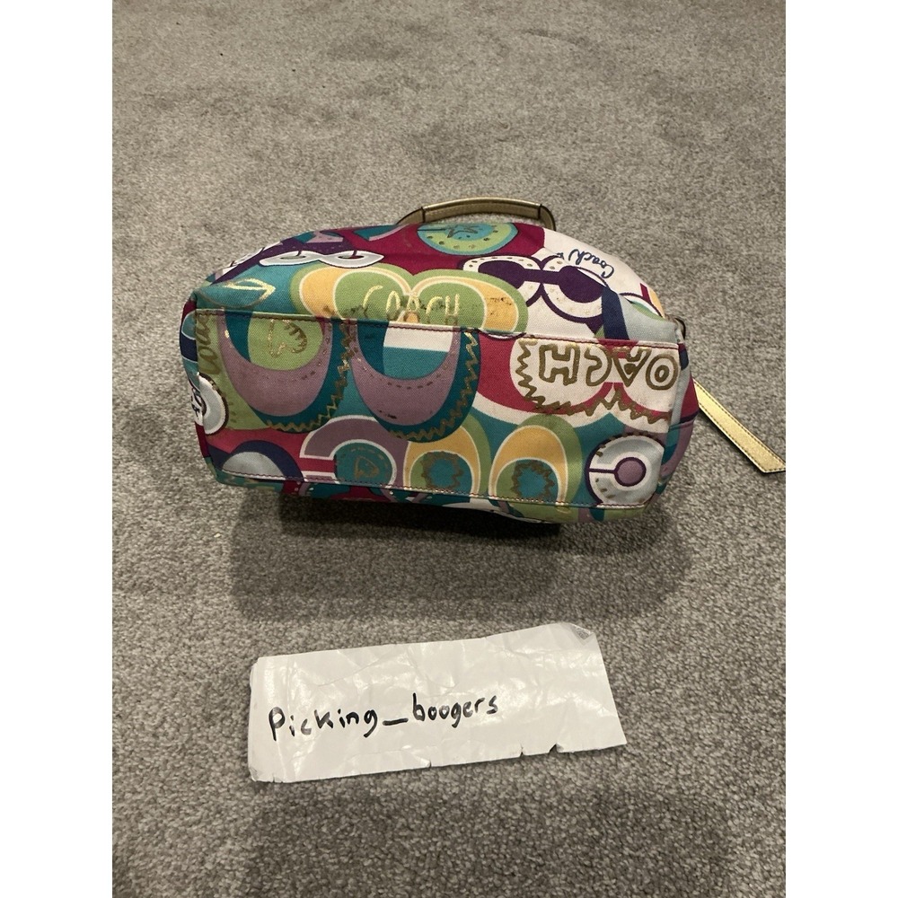 VINTAGE Multicolored Coach Purse Over the Shoulder Bag Y2K Pink & Gold - Picture 10 of 16